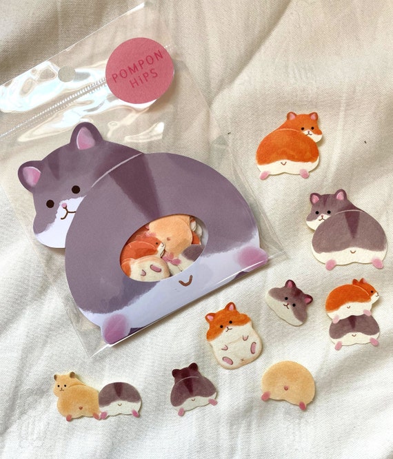 Kawaii Textured Sticker Flakes: Mind Wave Japan Pom Pom Hips