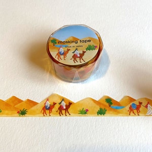 Taśma maskująca Deco: 1,8 cm x 5 m Mind Wave Japan - PIRAMIDA PUSTYNI Sahara Pustynia Daleki Wschód Oaza Podróż Gorąco Gorąco Wibracja Scrapbook Pakowanie Użyj