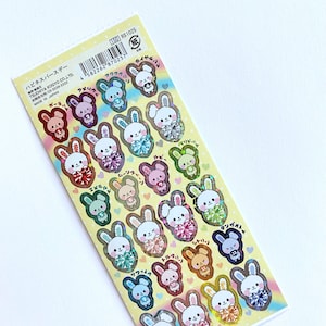 Folha de adesivos kawaii japão sortido: pedras de aniversário holográficas tsuchiya lua mágica holo coelho granada ametista aquamarina diamante esmeralda