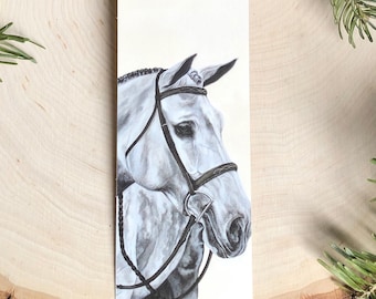 Horse Bookmark. Illustrated Hunter Jumper – Earl Grey.