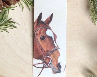 Horse Bookmark. Illustrated Hunter Jumper – Lucky Charm.