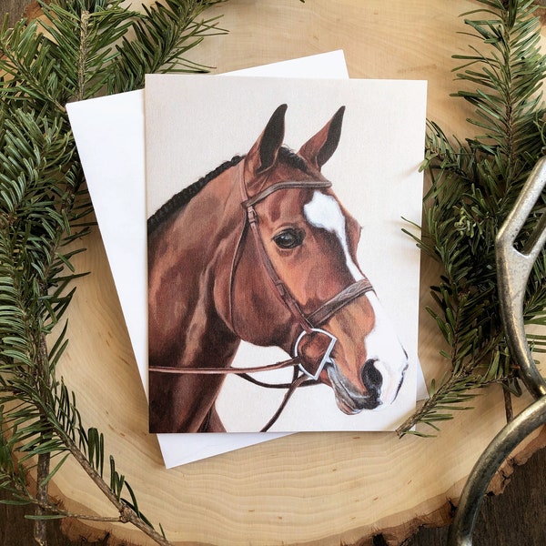 Horse Greeting Card. Single Blank Equine Note Card – Lucky Charm.