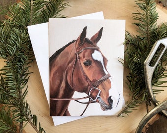 Horse Greeting Card. Single Blank Equine Note Card – Lucky Charm.