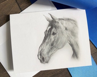 Horse Greeting Card. Single Blank Equine Notecards – Gambit.