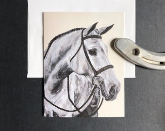 Horse Greeting Card. Single Blank Equine Note Card – Earl Grey.