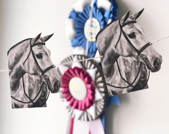 Horse garland/bunting. Pony Party decor. Grey Horse – Earl Grey.