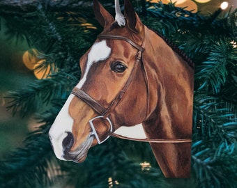 Horse Ornaments. Paper Decorations. Gift Tags. Set of two – Bay horse.