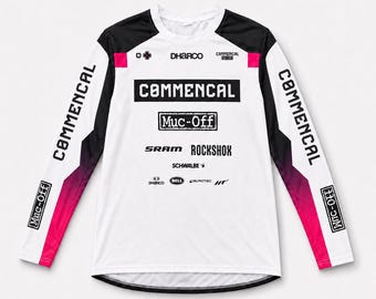 Commencal Muc-Off DHARCO MTB Jersey Long Sleeve White Black Pink Downhill Enduro