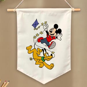 Mickey Mouse Pluto Hängebanner, Wanddeko fürs Kinderzimmer, Wimpel mit individuellem Motiv, Kinderzimmerdekoration, Spielzimmer-Partydeko, Geschenk für Kinder