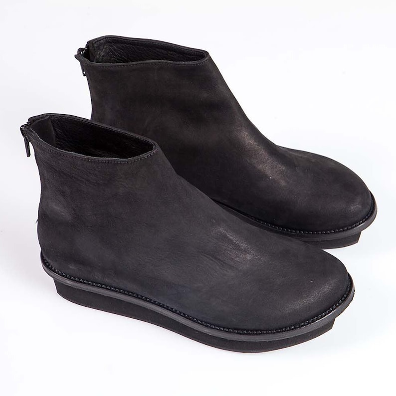 Stylish Wedge Boots Designer Handmade Shoes Black Ankle Booties Geometric Shoes Women/'s Platform Boots