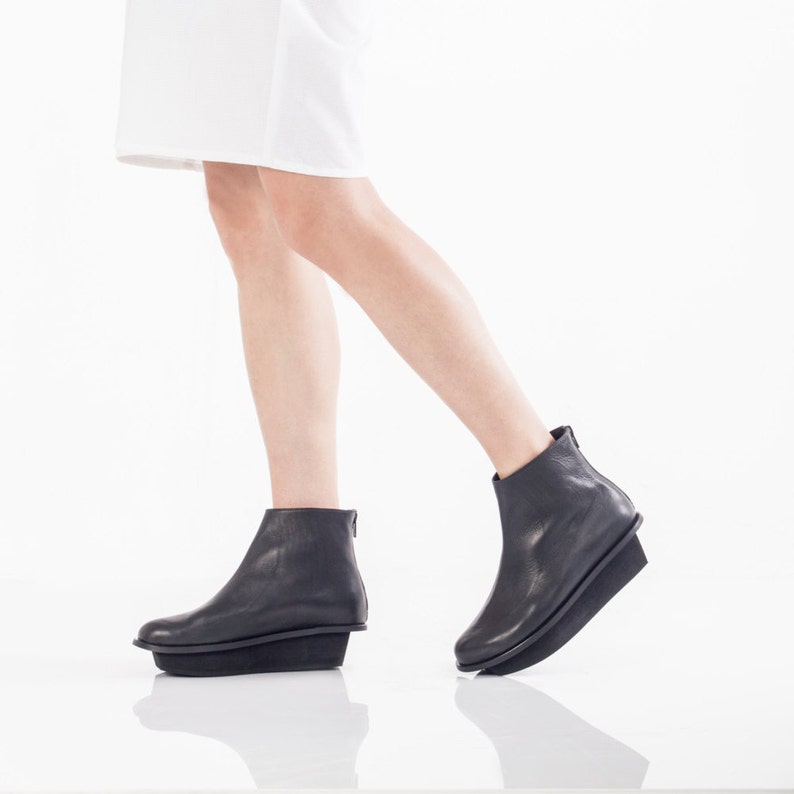leather chunky platform boots