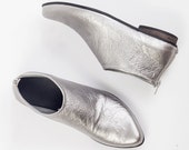 SALE \ LAST PAIRS  Silver boots, leather ankle boots, Silver leather shoes, Metallic boots