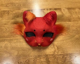 Red Fire Therian Cat mask