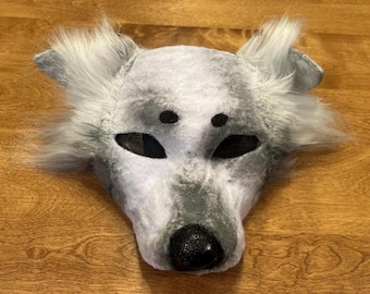 White and Gray Therian Dog mask