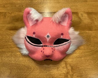 Pink Alien Therian Cat mask