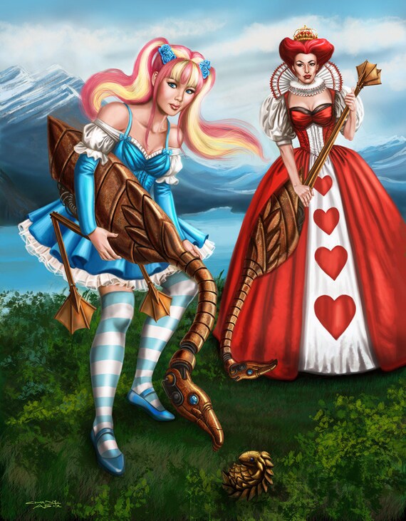 8x10 Signed Steampunk Alice In Wonderland Croquet Print Etsy