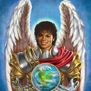 8.5 x11 Artist-Signed Michael Jackson Angel Heal the World  Print by Sandra Chang-Adair