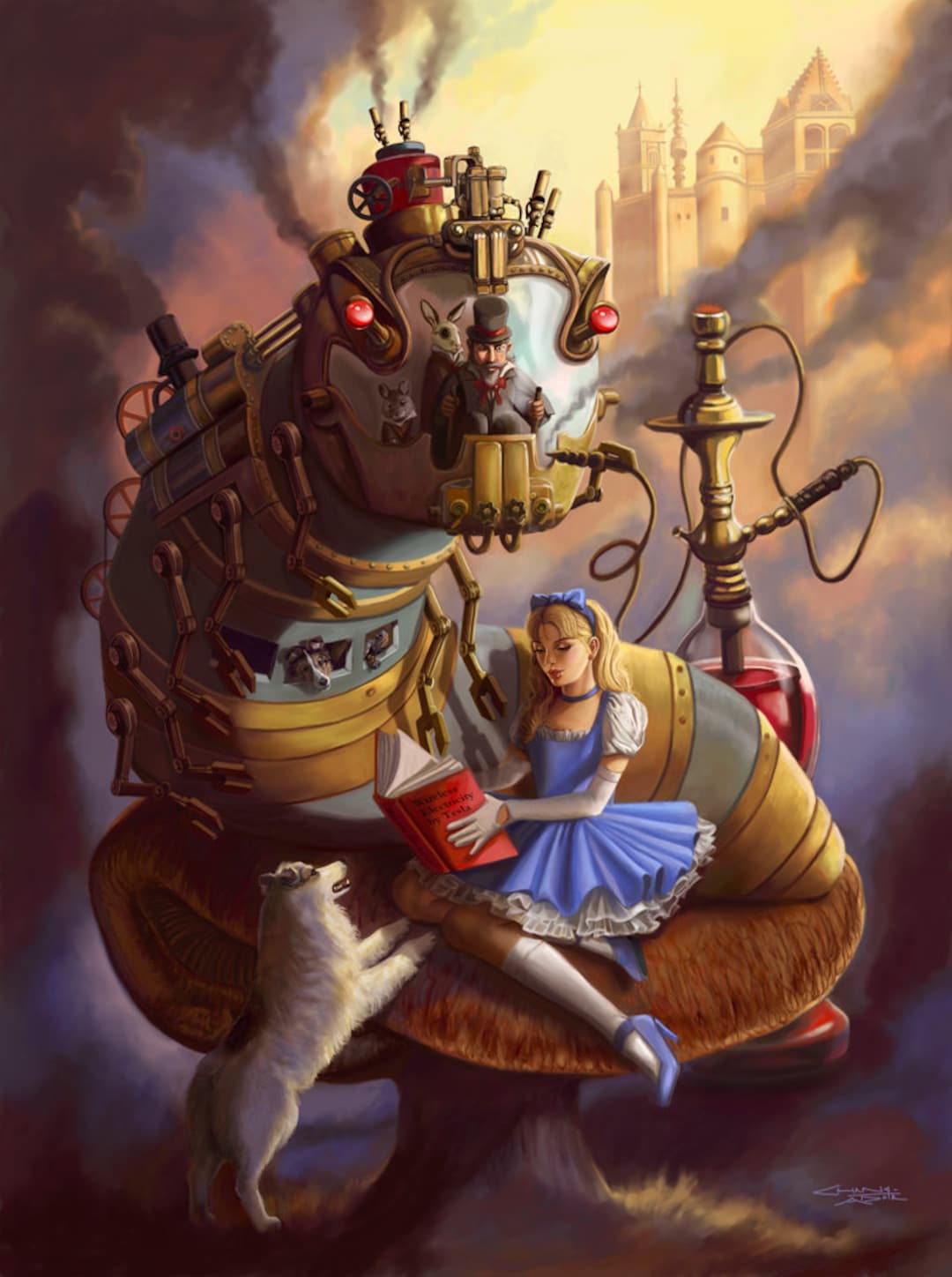 8.5 X11 Artist-signed Steampunk Alice in Wonderland Print