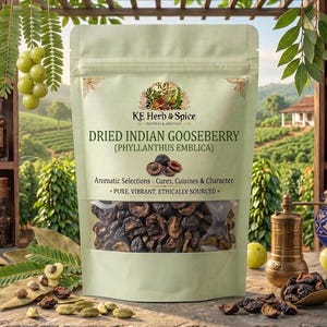 Grosella india seca, amla entera, Phyllanthus emblica, especia culinaria ácida, hierba para té.