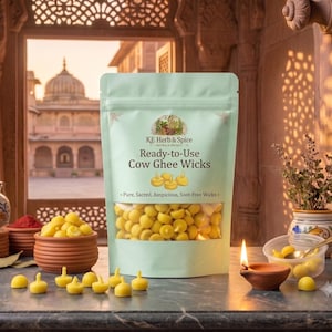 Pure Cow Ghee Wicks, Ready-to-Use, Soot-Free Puja Batti