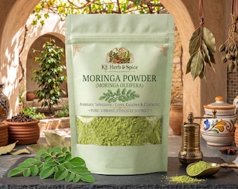 Pure Moringa Oleifera Leaf Powder, Micro-Fine Green Superfood, Smoothie Booster (KE Herb N Spice)