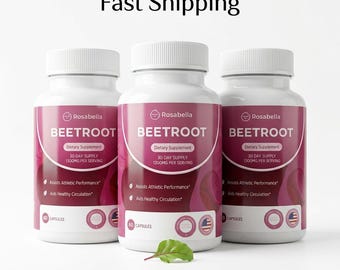 3 Flaschen Rosabella Bio-Beete-Kapseln (180 Stück) - Kreislauf, Immunsystem, Schlaf, Energie, Entgiftung, Verpackung und Ausdauer