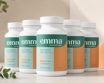 5 Pcs Emma Gut Health Supplement, Digestive Support for Bloating, Gas & Constipation, with Resveratrol and Quercetin, 300 Capsules