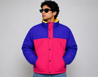 90-tals retro vindjacka, vintage färgblocksjacka, unisex vinterkappa, fleecekragejacka, streetwear-presenter och specialdesignade kläder