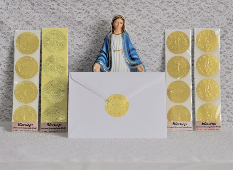 Blessings Embossed Envelope Seals of Faith Catholic Christian Etsy