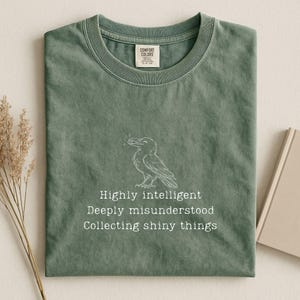 Highly Intelligent Misunderstood Shirt, Crow Raven T-Shirt, Neurodivergent Tee, Shiny Things ADHD Autism Gift