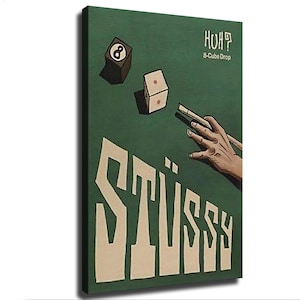 Vintage Pool Table Dice Art Swiss Retro Poster Surreal Gaming Room Wall Decor Canvas Print