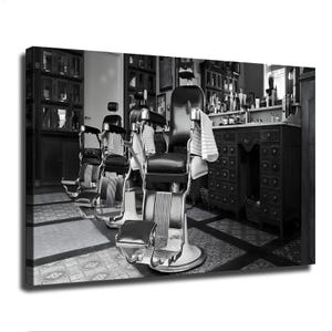 Retro Barbershop Svartvit Fotografi Canvas Väggkonst Vintage Barbershop Dekor För Salong Man Cave Tryck