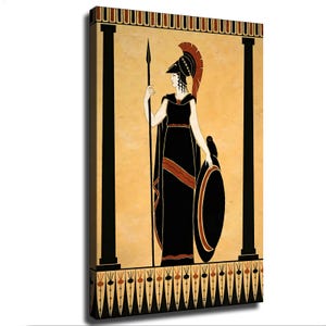 Athena Greek Goddess of Wisdom Canvas Wall Art Ancient Black Figure Pottery Mythology Decor for Home