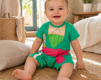 Baby Romper Green Anime Inspired Onesie, Short Sleeve Baby Outfit & Baby Gift