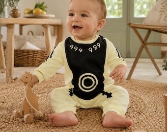 Baby Romper Ninja Inspired Onesie, Long Sleeve Yellow Baby Outfit & Baby Gift