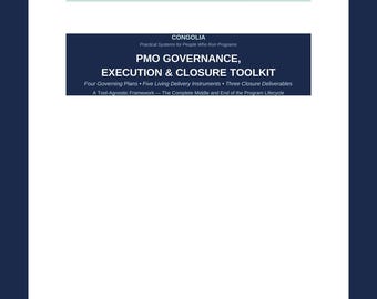 PMO Goverance Execution Closure Toolkit - IT PMO-Vorlage für das Erscheinungsbild | Bearbeitbar .docx