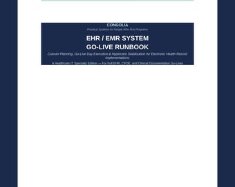 EHR EMR Go-Live Runbook — IT-Implementierungsvorlage | Bearbeitbares Wort .docx