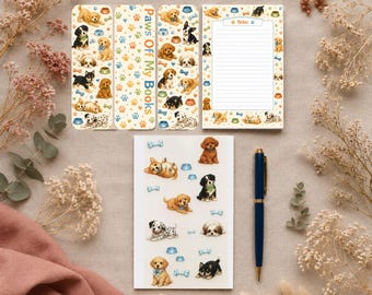 Puppy Bundle Set: Notepad, Bookmarks and Stickers