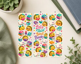 Taco Reading Bookmarks: Kawaii Book Lover Gift