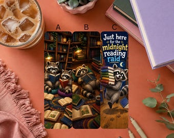 Raccoon Reading Bookmarks: Trash Panda Book Lover Gift