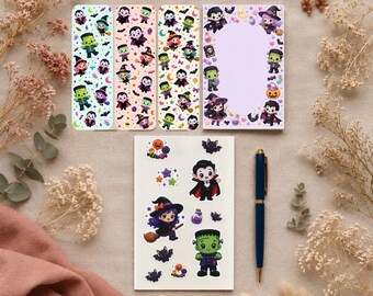 Monster Babies Halloween Bundle Set: Notepad, Bookmarks and Stickers
