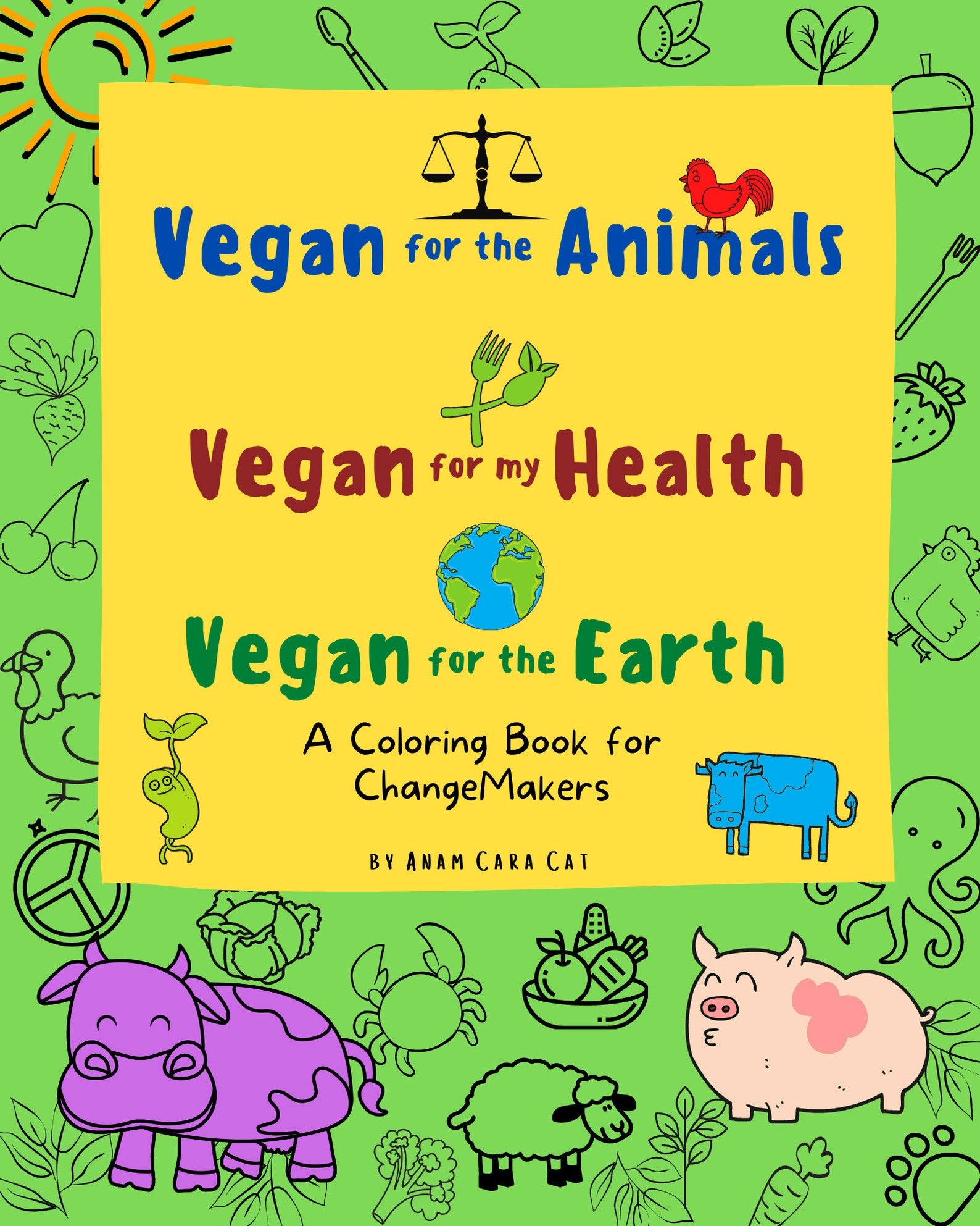 PRINTABLE Vegan Coloring Books Kids Children's Vegan Etsy