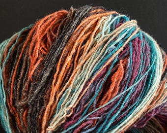 Three skein yarn set 570 grams, Hand dyed self striping wool,  multicolour art yarn eco wool, hand & Machine Knitting wool yarn