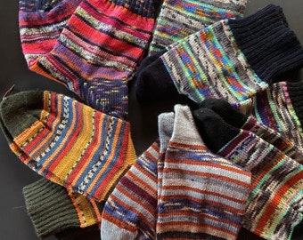 Hand-Knitted Striped Wool Socks: Colorful Warm Hosiery