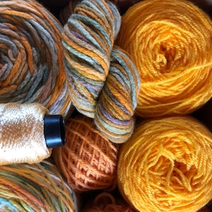 Big yarn pack, yellow set for craft projects handicrafts, hand dyed yarn
