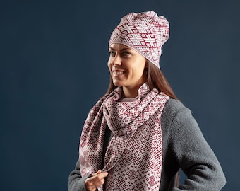 Gift idea from Latvia, scarf and shawl, with Latvian symbols, not thick knitted from thin wool yarn