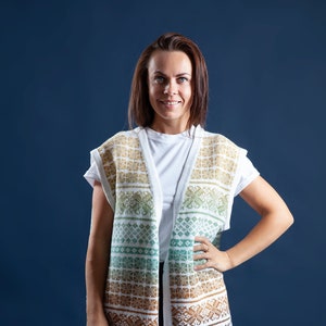 Gestrickte Wolle Garn Weste Bunt Plus Size ärmellose Strickjacke, Fair Isle Muster, Weste, Kuscheliger Pullover
