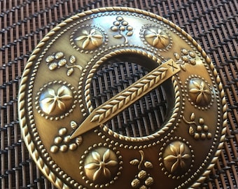 Latvian brooch Sakta, folk costume jewerly, viking etnic old pin replica