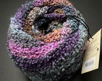 Art yarn Kanzashi from Noro and description for cowl how to knit, organic thread