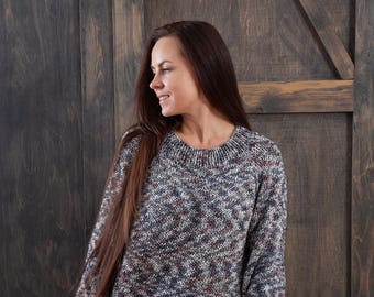 Hand-knit soft oversized Sweater: Soft XL Crossover Knitwear with a hat as a gift